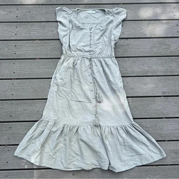 Lucky Brand: Sage Green Maxi Dress w/ Buttons and Pockets. Women’s Size Large. - Picture 3 of 12